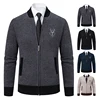 Sweater Cardigan Knitted Men's Clothing Korean Style Long Sleeve Fleece Warm Overcoat Baseball Jumper New Wool Sweatercoat 6