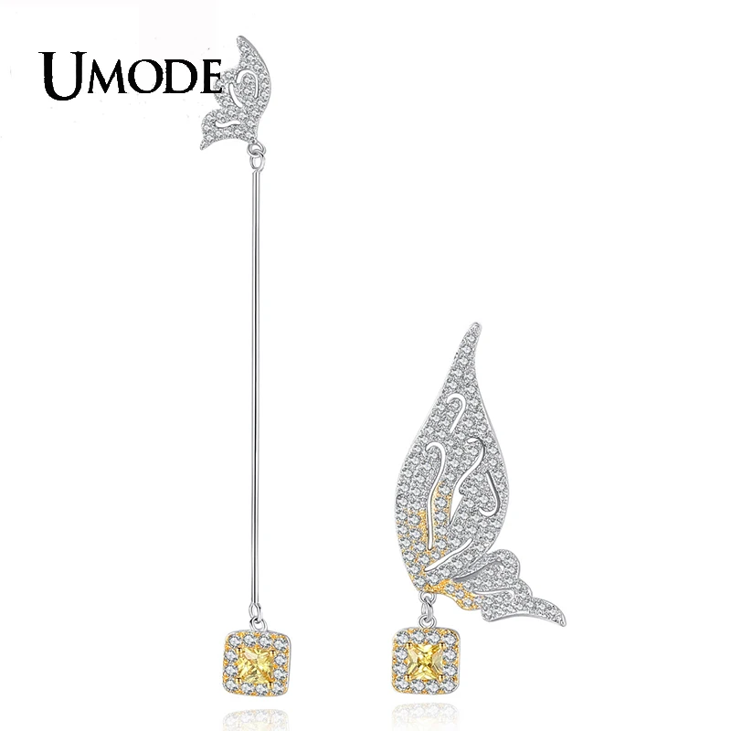 UMODE Yellow Cubic Zirconia Butterfly AB Model Earring Jewelry Boucles D'oreille For Women Girl Gift Dropshipp Wholesale UE0812