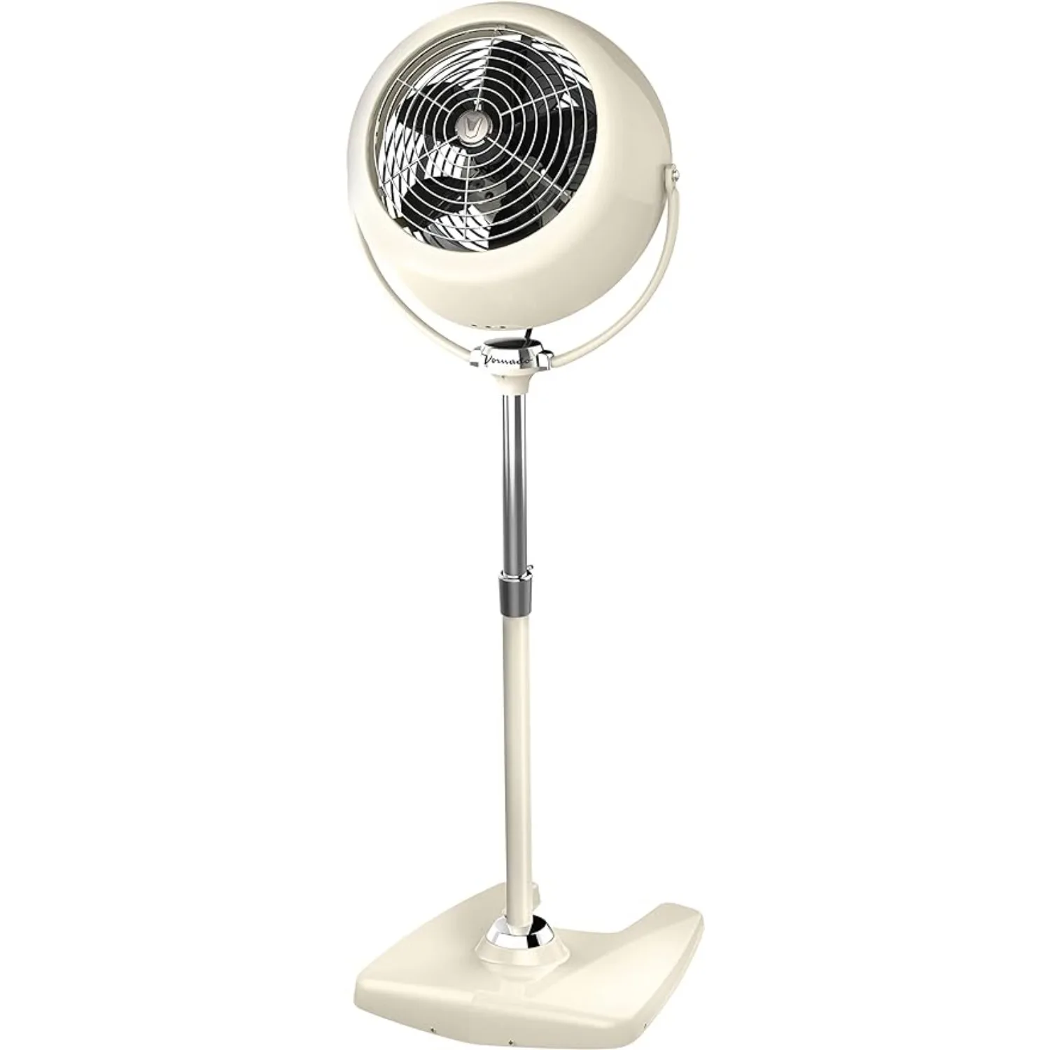 

Pedestal Vintage Air Circulator Fan,Vintage White,Floor Fan,15.5"D x 18.1"W x 54.5"H,Adjustable Height,62 watts ,simple controls