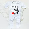 MOM+DAD=ME Print Baby Sleepsuit Long Sleeve Round Neck Infant Bodysuit  Newborn Shower Gifts Boy Girl Cute Infant Sleepsuit 3