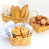 Desktop Storage Basket Fruit Vegetable Basket Bread Basket Hand Woven Bamboo Picnic Basket With Handle Sundries Organizer Decor 5