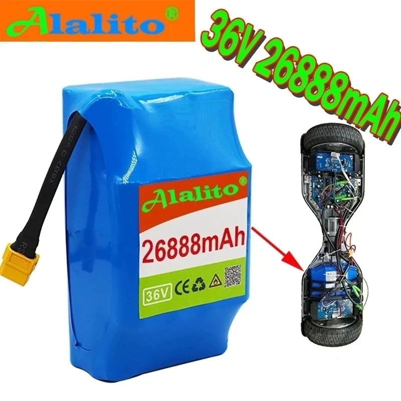 

10S2P 36v lithium-ion rechargeable battery 26888 mAh 26.8AH battery pack for electric self-suction hoverboard unicycle