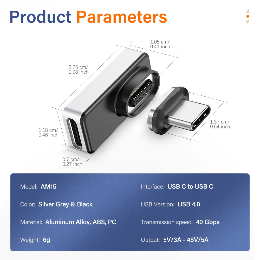 Super Fast 240W USB 4.0 Type-C Magnetic Adapter with 8K/4K Support