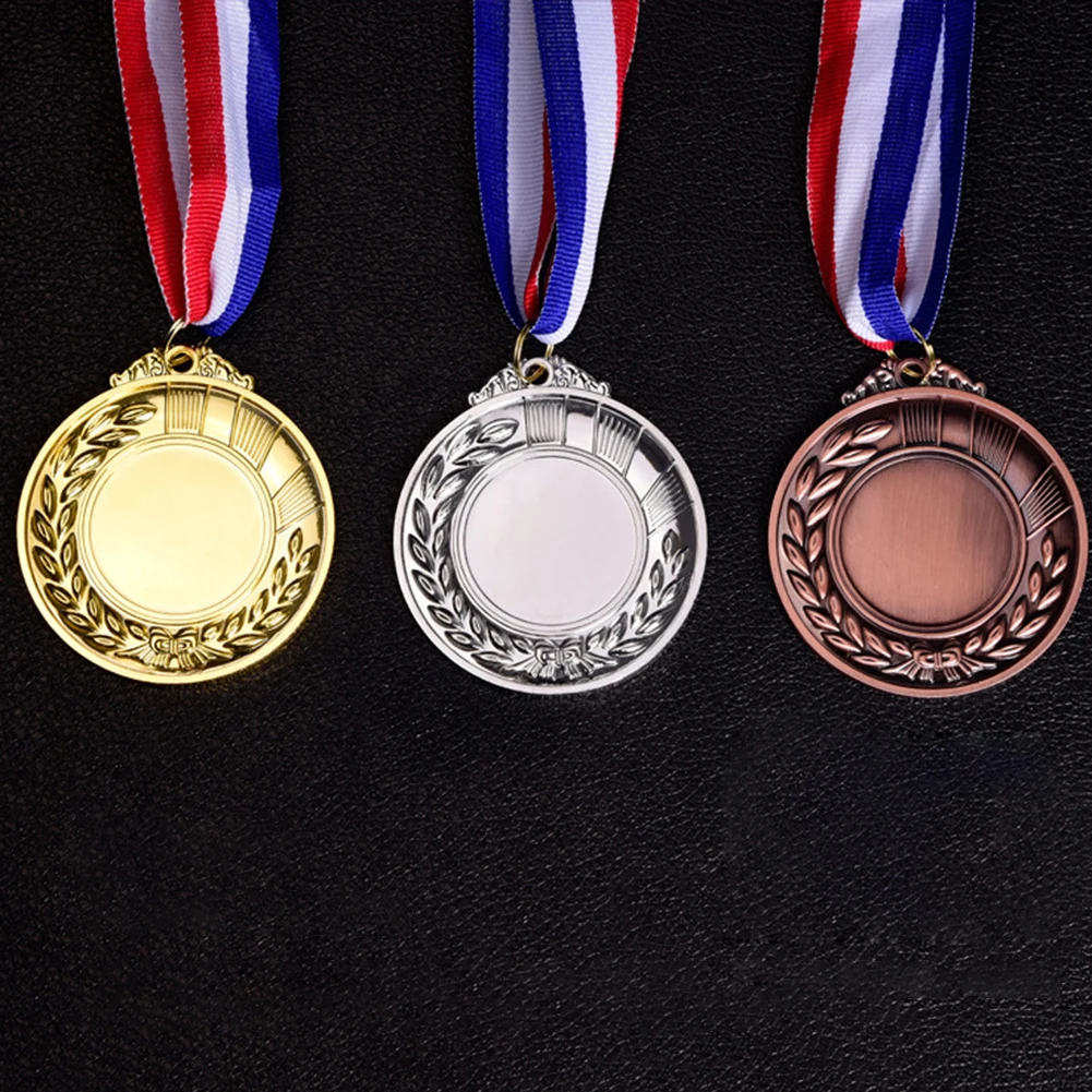 10Pcs 골드 상 메달 아연 합금 청동 상 메달(목 리본 포함) 우승자 보상 배지 2인치 교실 사무실 게임용
