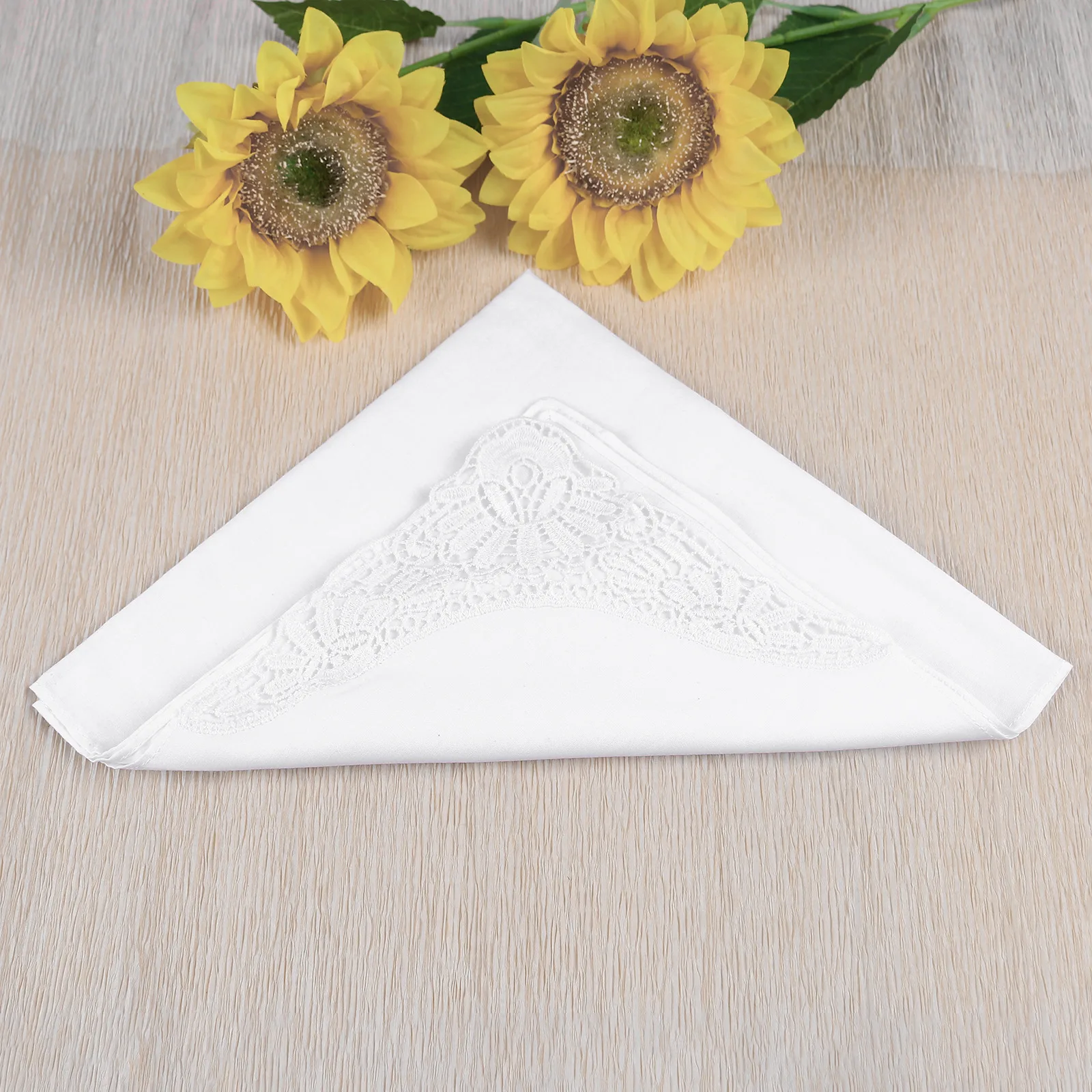 3/6pcs Unisex Cotton Handkerchief Soft Washable Hanky Soluble Lace Hand Towel Pocket Wedding Party Gift 43x43cm