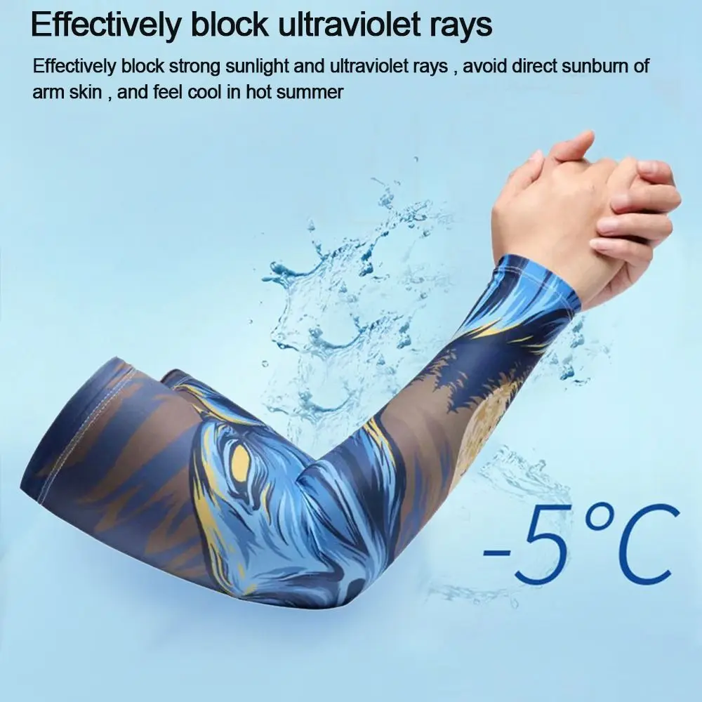 

Summer Cooling Basketball Outdoor Sport Running Tattoo Arm Sleeves Sun Protection Flower Arm Sleeves Arm Cover