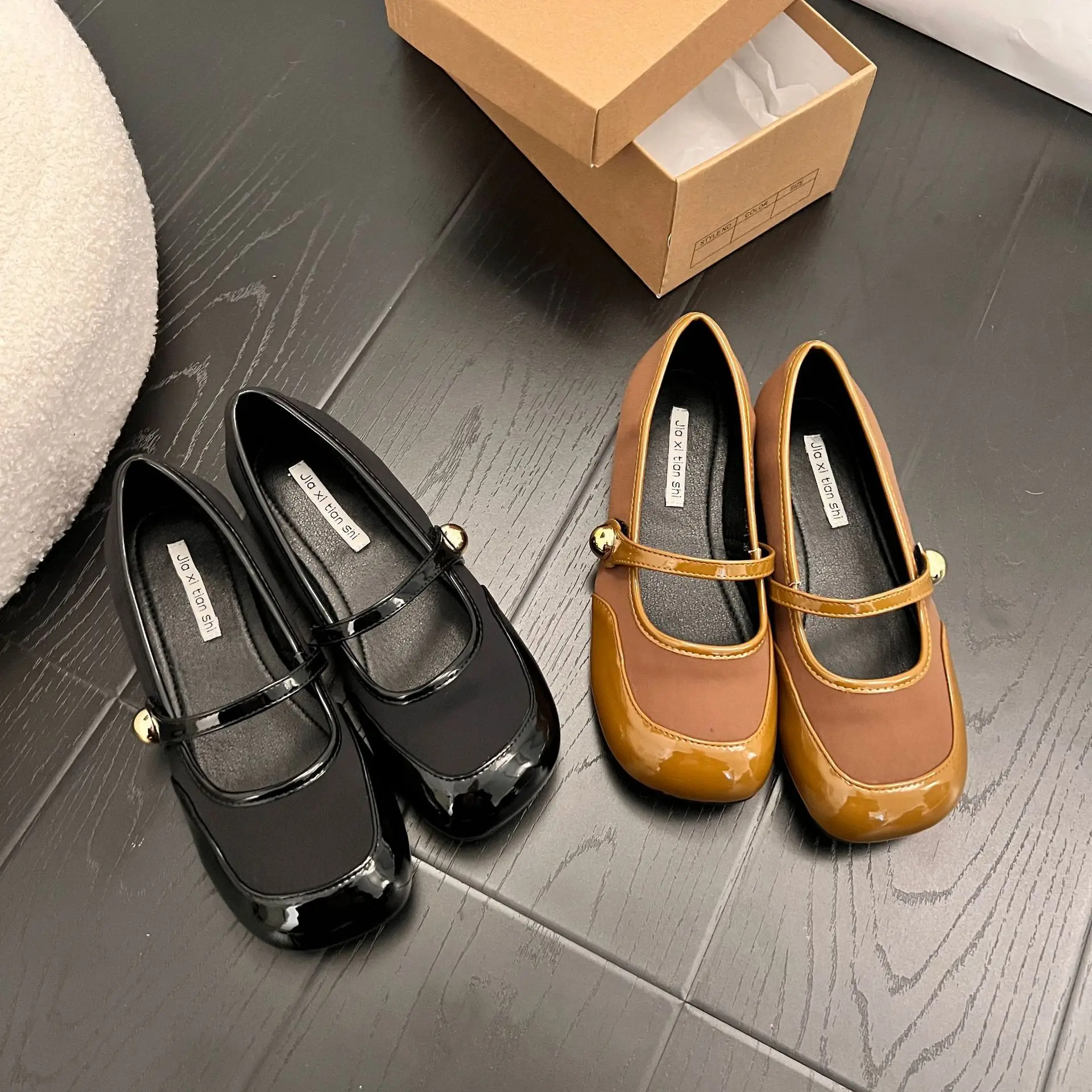 

Casual Woman Shoe Square Toe Modis Female Footwear Soft 2023 Comfortable Retro New Dress Grandma Summer Solid Buckle Strap Sewin