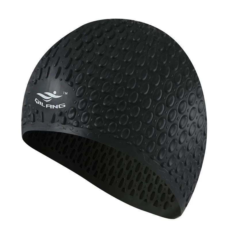 Adult Swim Cap Silicone Waterproof Men's and Women's Water Drop Caps Printed Logo High Spring Long Hair Protection Large Size 5