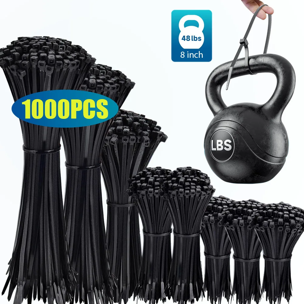 Nylon Cable Ties 100-1000pcs Nylon Cable Zip Ties Adjustable Self-locking Cord Ties Durable Plastic Cable Binding Wrap Straps for Office