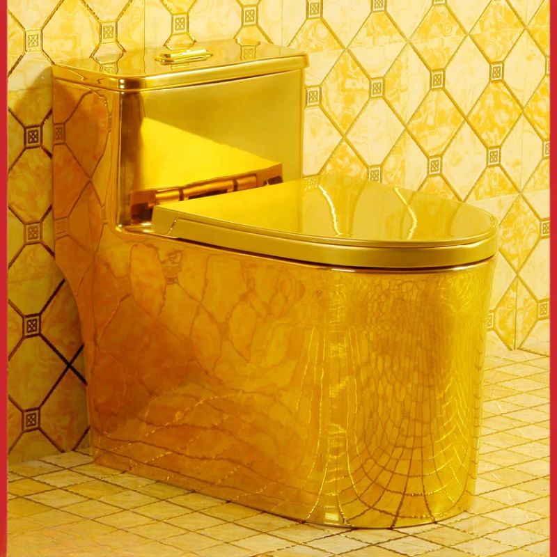 

Golden toilet siphon super vortex large diameter water-saving silent toilet local luxury gold toilet small apartment bathroom