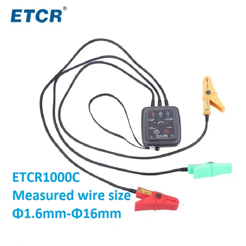 

ETCR1000C Automatic Non contact Phase Sequence Detector Phase Rotation Tester Live Wire Identification AC 70-1000V Φ1.6mm-Φ16mm