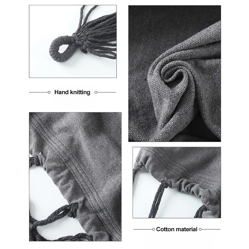 HooRu Hammock Swing Chair Outdoor Portable Folding Hanging Rope with Pillow Cotton for Picnic Garden Bedroom