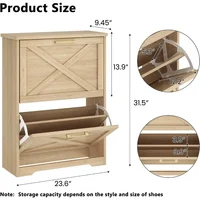 Shoe Organizer with 2 Flip Drawers, 2 Tier Freestanding, Slim Narrow Shoe Cabinet for Entryway 1