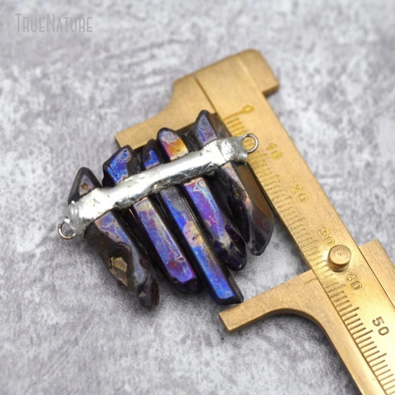 

10Pcs Titanium Color Irregular Faceted Polishing Purple Clear Crystal Free Form Graduated Point Handmade Pendant PM29792