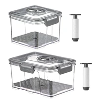 Vacuum Food Storage Container Transparent Fridge Organizer with Drain Net Large Capacity Food Dispenser for Kitchen Storage Box 1