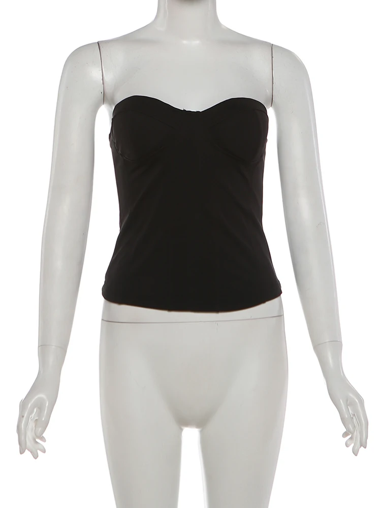 Women Low Neck Corset Tops Fake Fish Bone Decoration