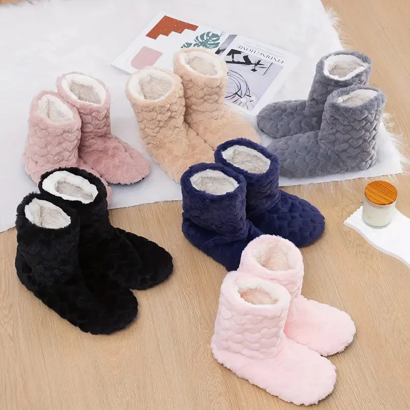 2026 Winter Adult Thick Warm Floor Shoes High Tube Non-Slip Indoor Cotton Shoes Plush Home Slippers Shoes Men And Women