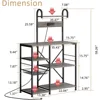 JAMFLY Bakers Rack with Power Outlet, Microwave Stand, kitchen Storage Shelf with 6 Hooks, Coffee Bar Station with Wire Basket, 5