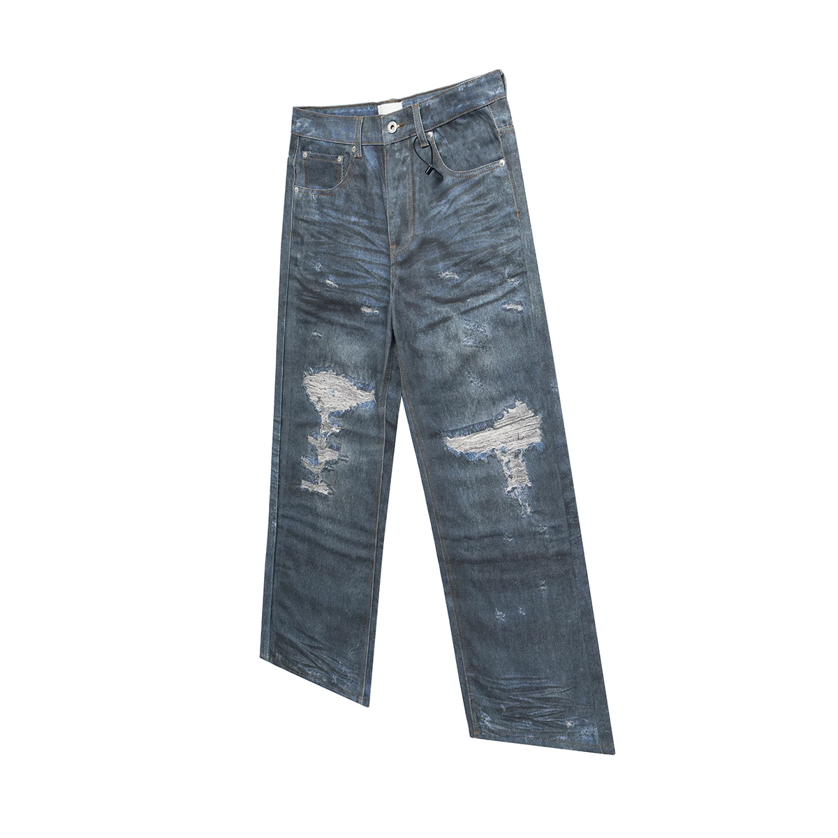 Distressed 3D Digital Print Hole Ripped Baggy Jeans Men Women Vintage Streetwear Casual Denim Trousers Oversize Cargos