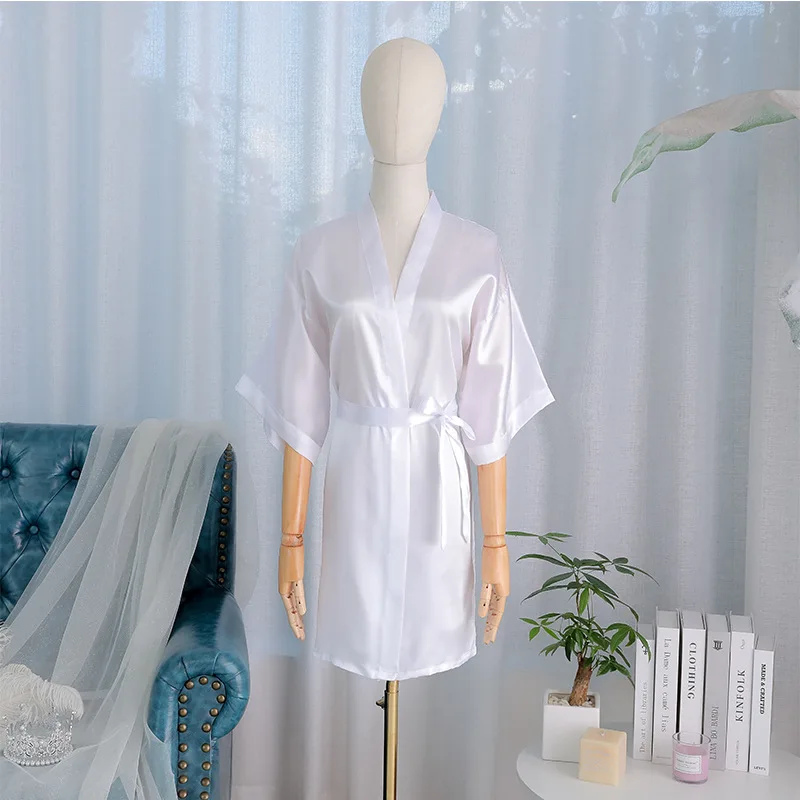 Kimono Robe Bride Bridesmaid Wedding Bathrobe Casual Women Sleepwear Nightgown Embroidery Letter Home Clothing Lingerie