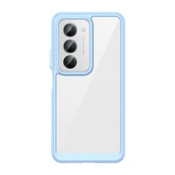 Transparent Hard PC Phone Case with Candy Color Frame - Shockproof TPU Silicone Bumper Cover - Redmi 15 (169.5mm) (Light Blue)