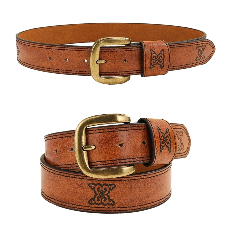 

Women Men Belt Engraved Flower Pants Belt Male Belts Vintage Western Waist Belt