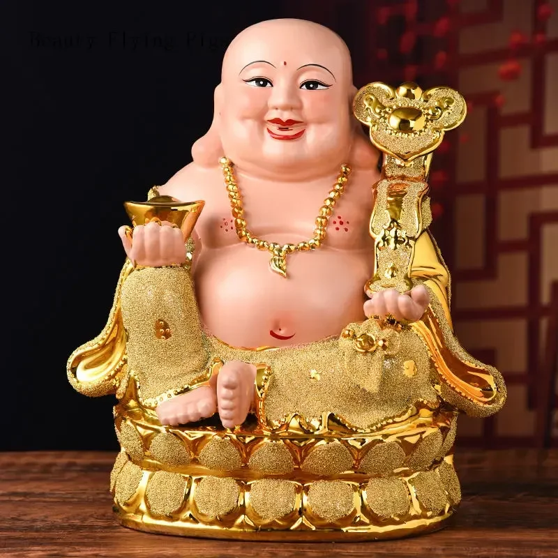 

Original Ceramic Maitreya Buddha Statue, Home Living Room Offering Large Belly Laughing Buddha Ornaments Maitreya Buddha