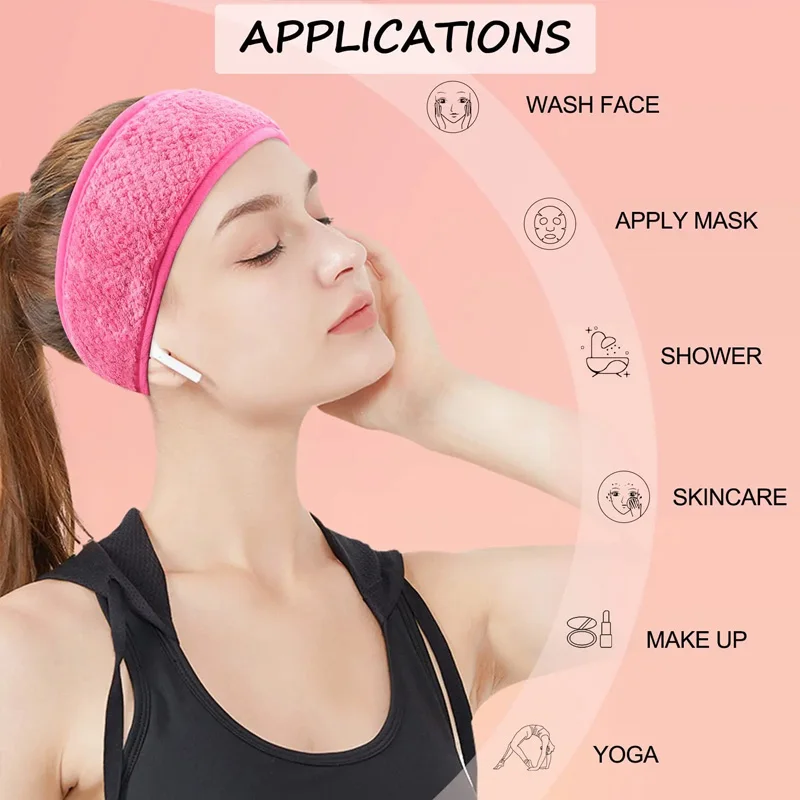 Wide Head Band Adjustable Hairband For Women Yoga Bath Shower Makeup Wash Face Cosmetic Soft Fabric Toweling Hair Accessories