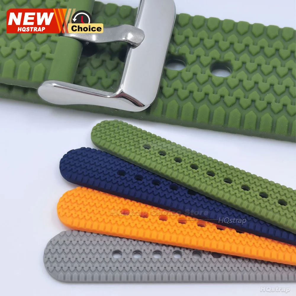 Waterproof Silicone Quick Release Smart Watch Band - Black & Green Rubber Wristband
