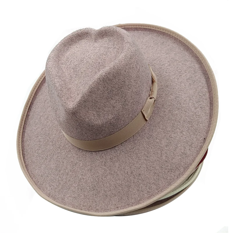 10cm Liebes hut Fedora neue Rose rot Großhandel Fedora erhöhte Krempe monochrom neue Jazz Hut Winter breite Krempe Hut Sombrero Mujer – Detail 22