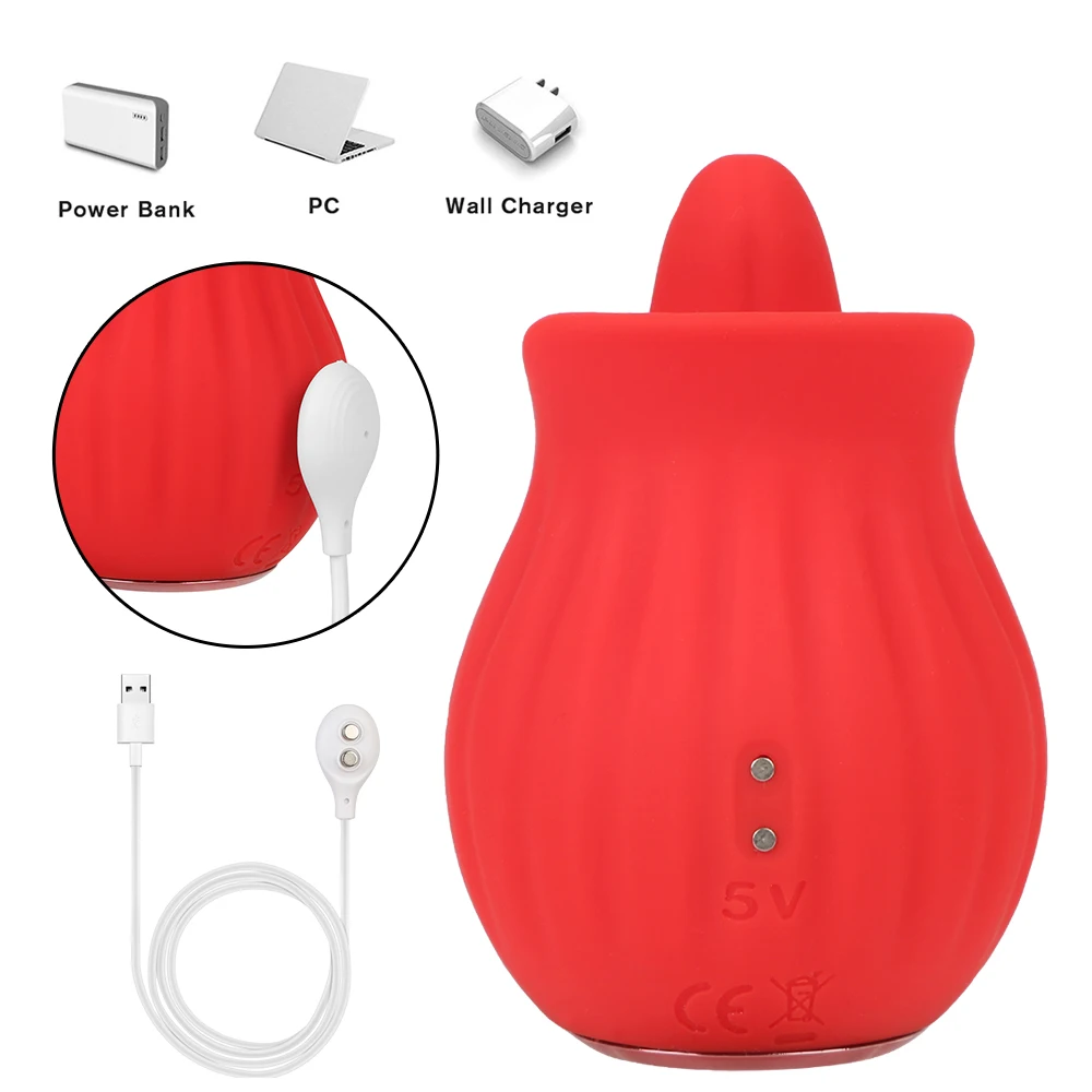 Vibratore Sexy Rose da 82 mm con lingua leccabile per donne, succhia capezzolo, lecca clitoride, plug anale, pompino_voghion.com