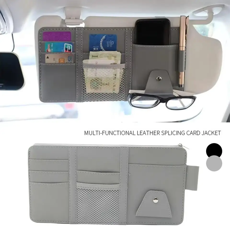 Happy Date Car Sun Visor Organizer, Registration And Document Holder, Auto Interior Accessories Pocket Organizers, Personal Belonging Storage Pouch Organizer