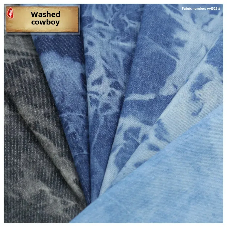 No Elastic Embroidered Denim Fabric for Bag Tie Dye Use Home 10*10 Diagonal Pattern Blue Jeans Material Boys Girls Children