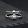 Bamoer U Pearl Moissanite Ring Double Layer Twisted Finger Ring Round Cut Diamond Original Gift S925 Sterling Silver Jewelry 5