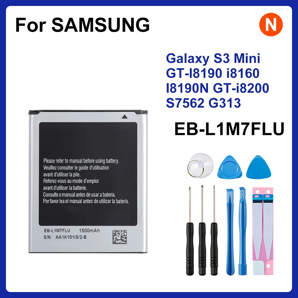 Battery For Samsung Galaxy S3 Mini Gt 18200n SAMSUNG Original EB-L1M7FLU EB-F1M7FLU 1500mAh Batterie Pour Samsung
