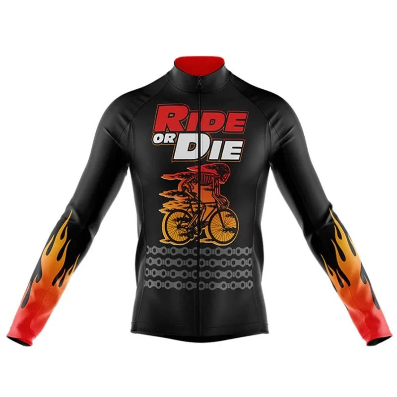 thumbnail image 1 of Maillot de ciclismo con estampado de calaveras para hombre, ropa de ciclismo de manga larga, uniforme de bicicleta de montaña, verano 2023, 1 of 4