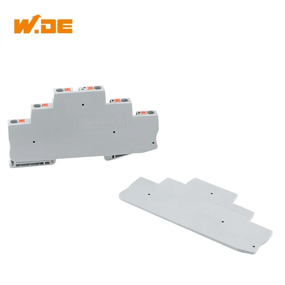 

50Pcs D-PT2.5-3L End Cover Plates For PT2.5-3L PT Series Din Rail Terminal Blocks End Caps