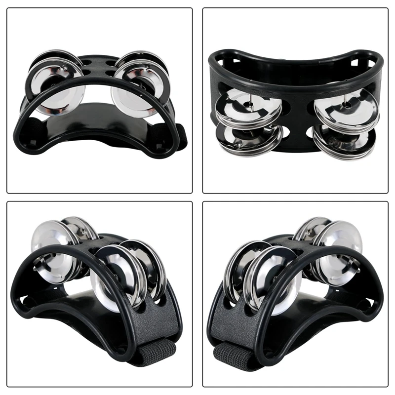 NALFI-2PCS Foot Tambourine Percussion, Musical Instrument Percussion Pedal With Steel Jingle Bells