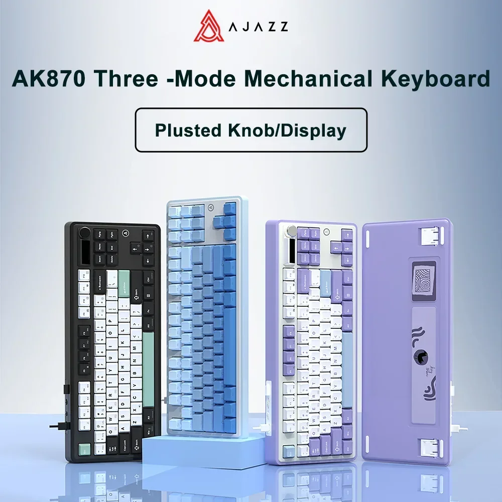 AJAZZ 트라이 모드 RGB 블루투스 무선 게임용 기계식 키보드, USB 유선 87 키, PC 노트북용 핫 스왑, AK870, 2.4GHz, 신제품