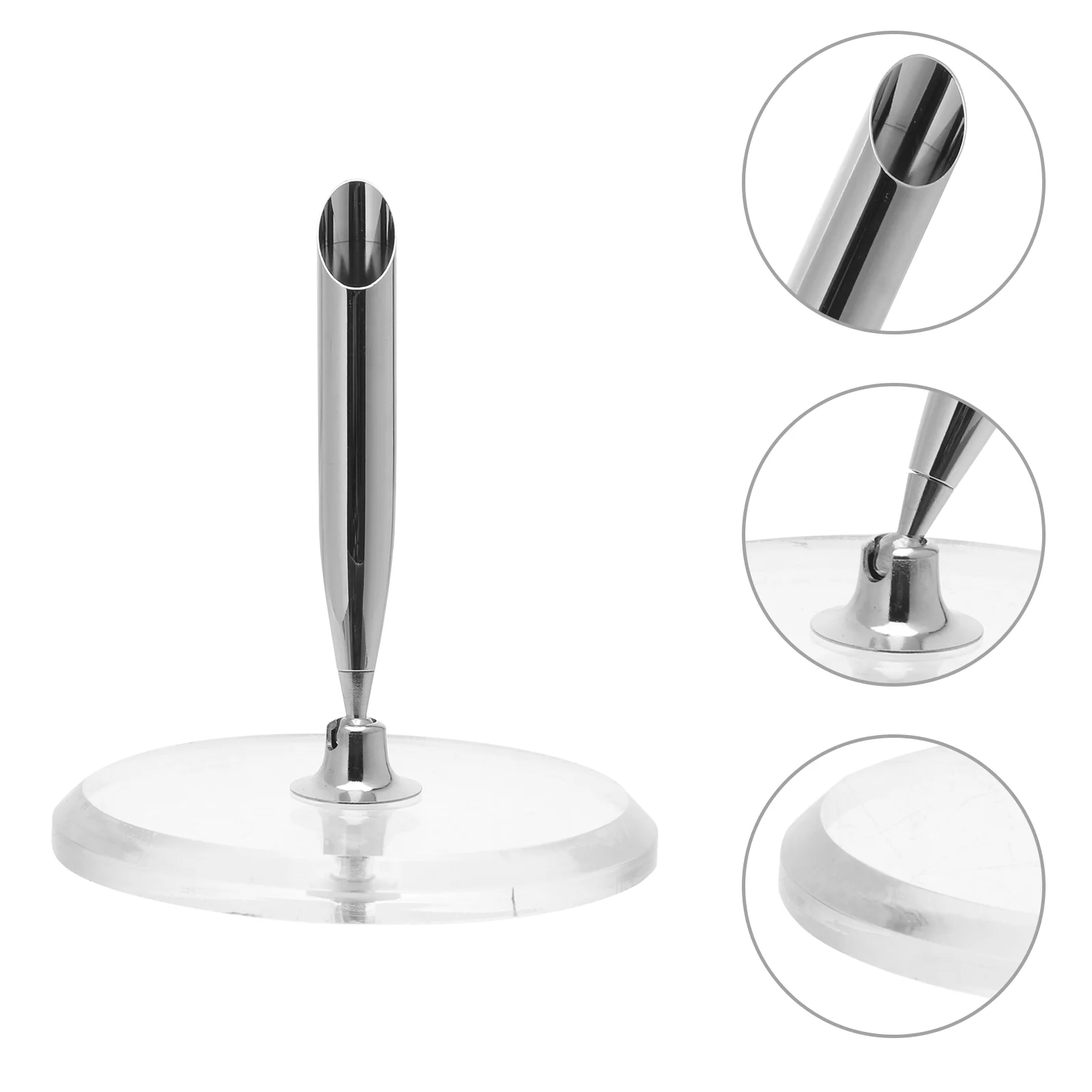 Pen Holder Crystal Round Acrylic Pen Stand Signing Pen Holder Pen Base for Souvenir Present Gift Welfare Fountain Organizer