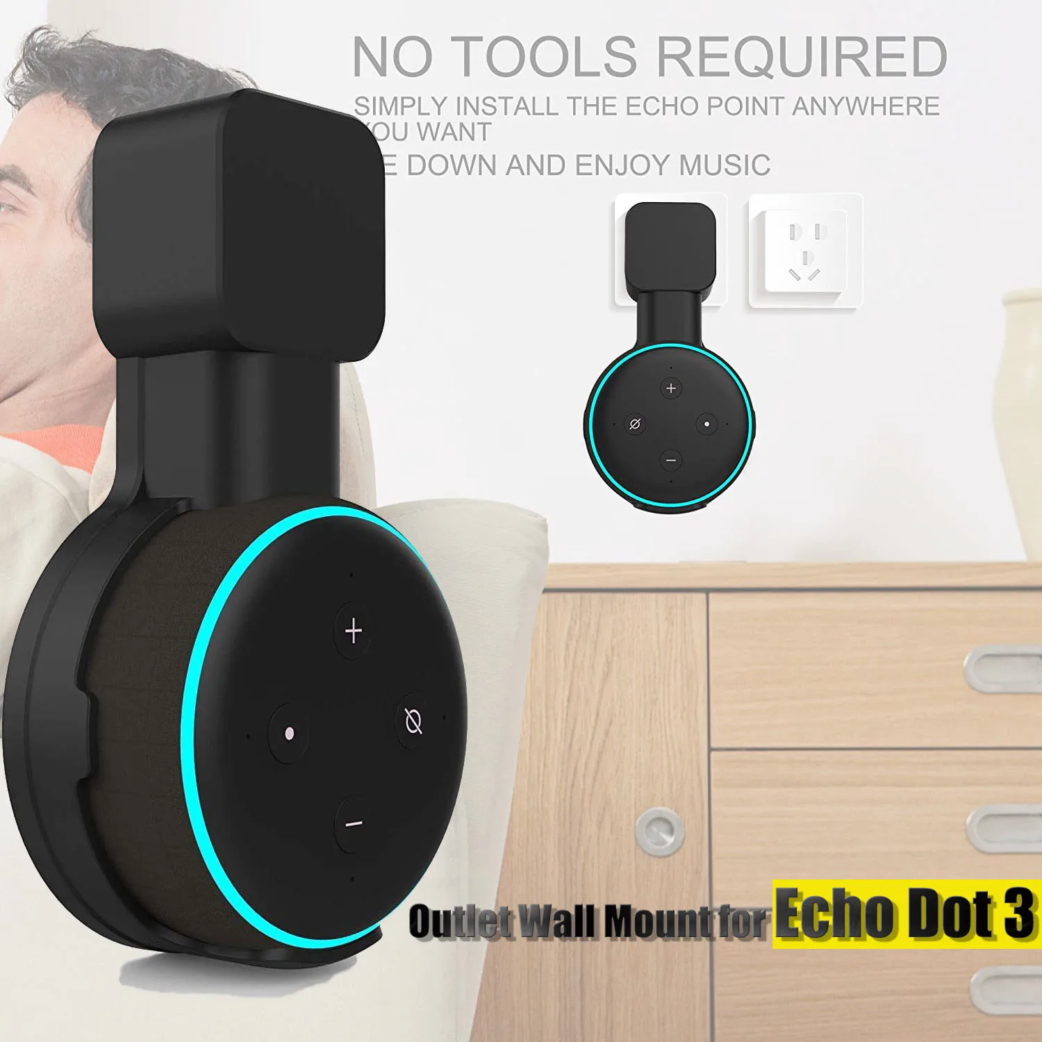 Supporto Per Montaggio A Parete Echo Dot, Staffa Per La Gestione Del Cavo Per Alexa Echo Dot 3 Assistente Vocale Staffa Per Gancio Salvaspazio