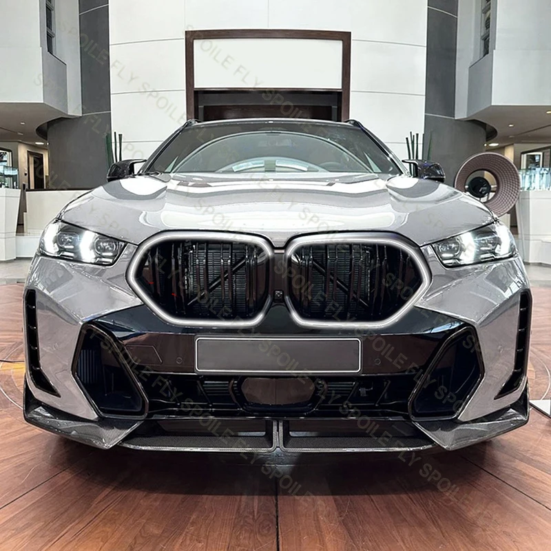 BMW X6 G06 2020-2023 듀얼 라인 스타일 라이트 레이싱 그릴 램프 그릴 LED 그릴 고품질 ABS 글로스 블랙 바디 키트