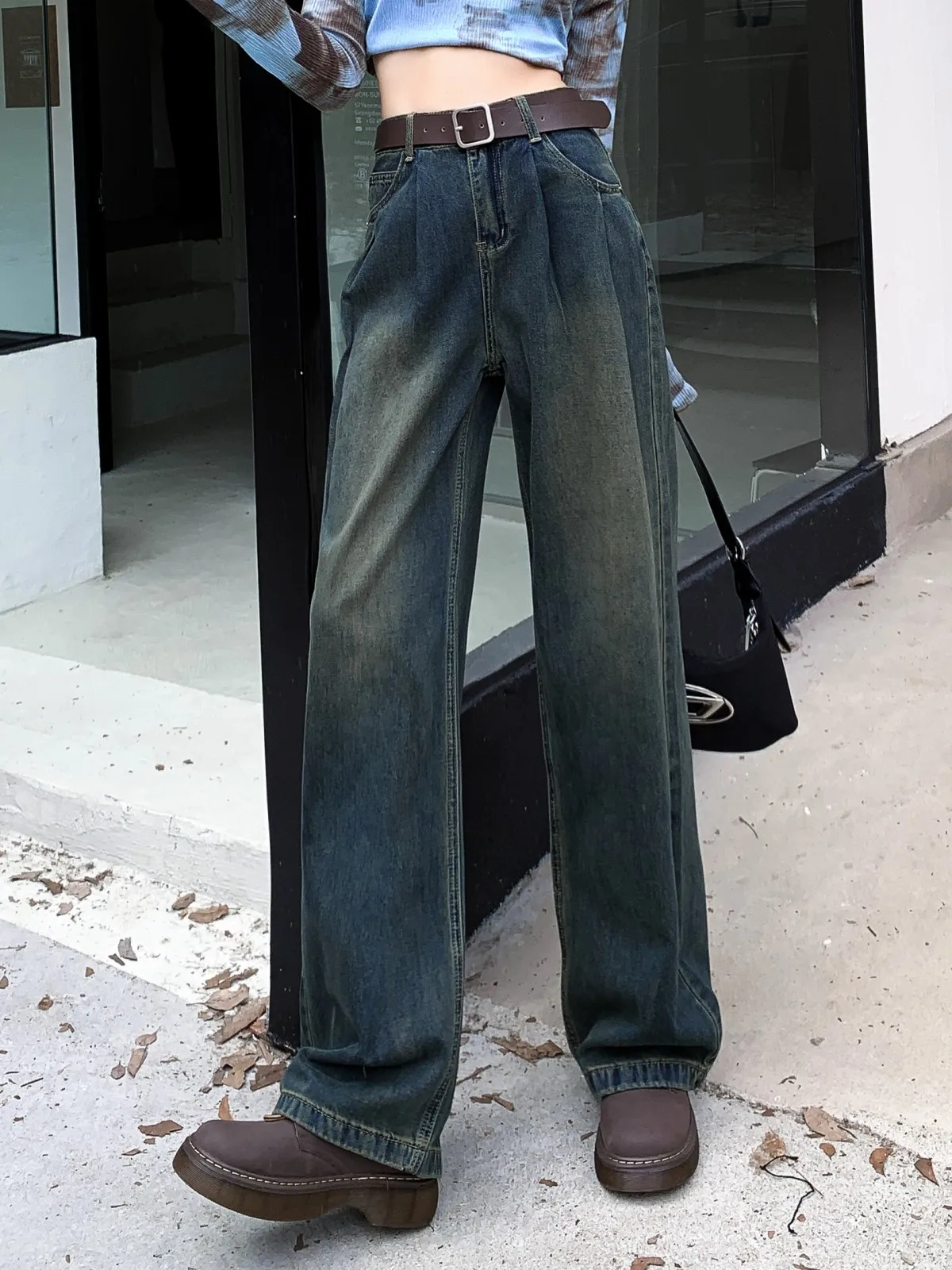 

ZHISILAO Новые широкие джинсы с высокой талией женские винтажные классические прямые длинные джинсовые брюки уличная одежда 2023