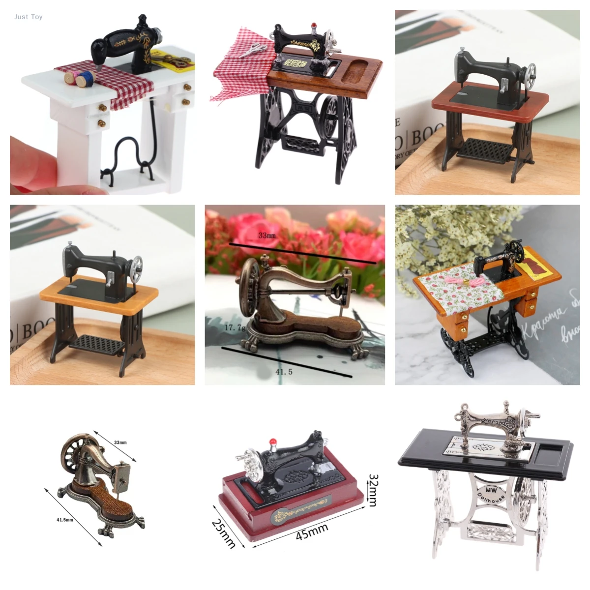 

Новая миниатюрная мебель для кукольного домика, швейная машина из смолы/дерева с ниткой, ножницами, модель, аксессуары, имитация швейной машины