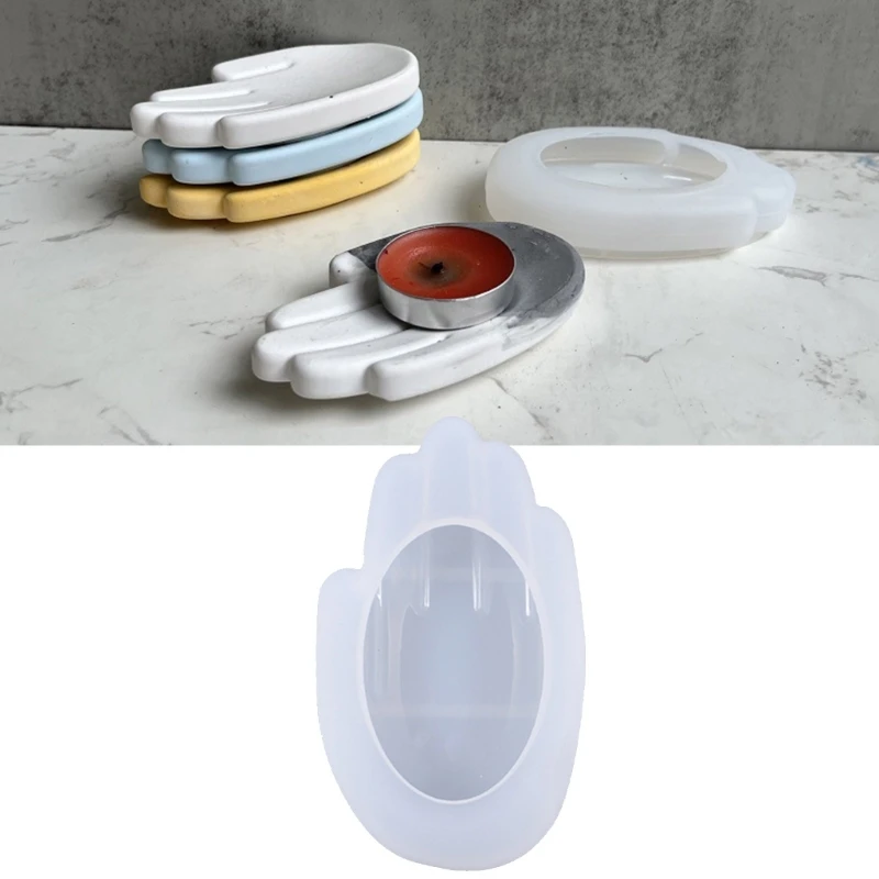 

Hand Candlestick Silicone Mold Gypsum Plaster Mold Lipstick Holder Tray Mold for DIY Jewelry Organizer Home Craft Decor