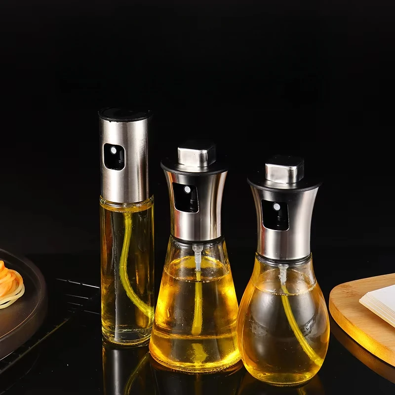 304 Stainless Steel Glass Oil Spray Bottle 1pc Pressurized Nozzle Kitchen Outdoor BBQ No Electricity or Battery oil spray bottle spray bottle oil sprayer oil spray dispenser oil dispenser