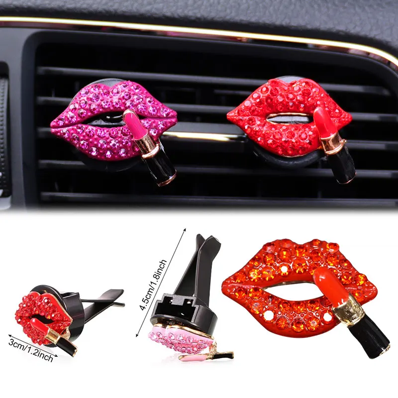 

Car Air Freshener Clip Air Outlet Aromatherapy Clip Perfume Clip Diamond Red Lips Clips Perfume Auto Interior Accessories