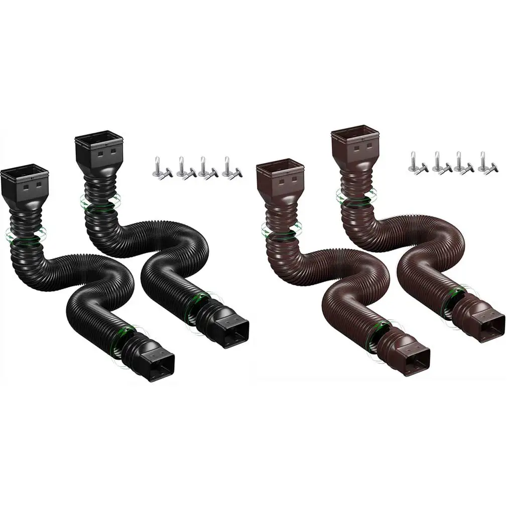2 Pieces Rain Gutter Downspout Extension Universal Drain Down Spout Extender Replacement Connector Accessories Black