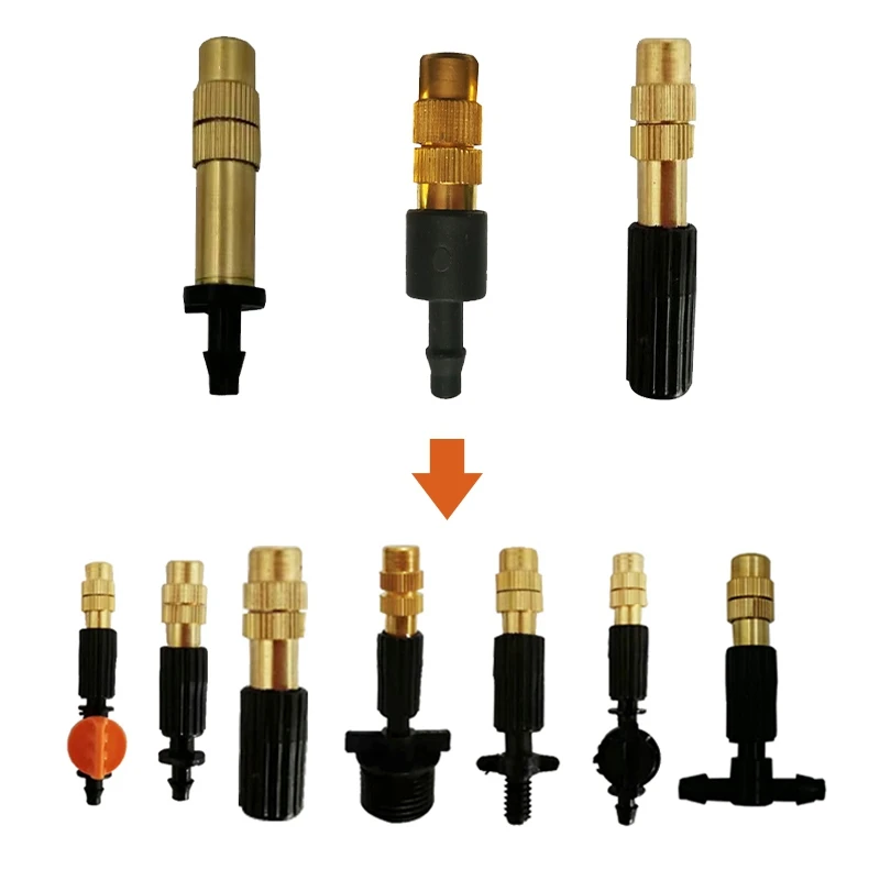 Garden Sprinkler Irrigation Sprinklers Garden Sprayer Nozzles 5-20PCS Outdoor Misting Cooling System Garden Patio Greenhouse Irrigation Watering 1/4'' Brass Atomizer Nozzles for 4/7mm Hose
