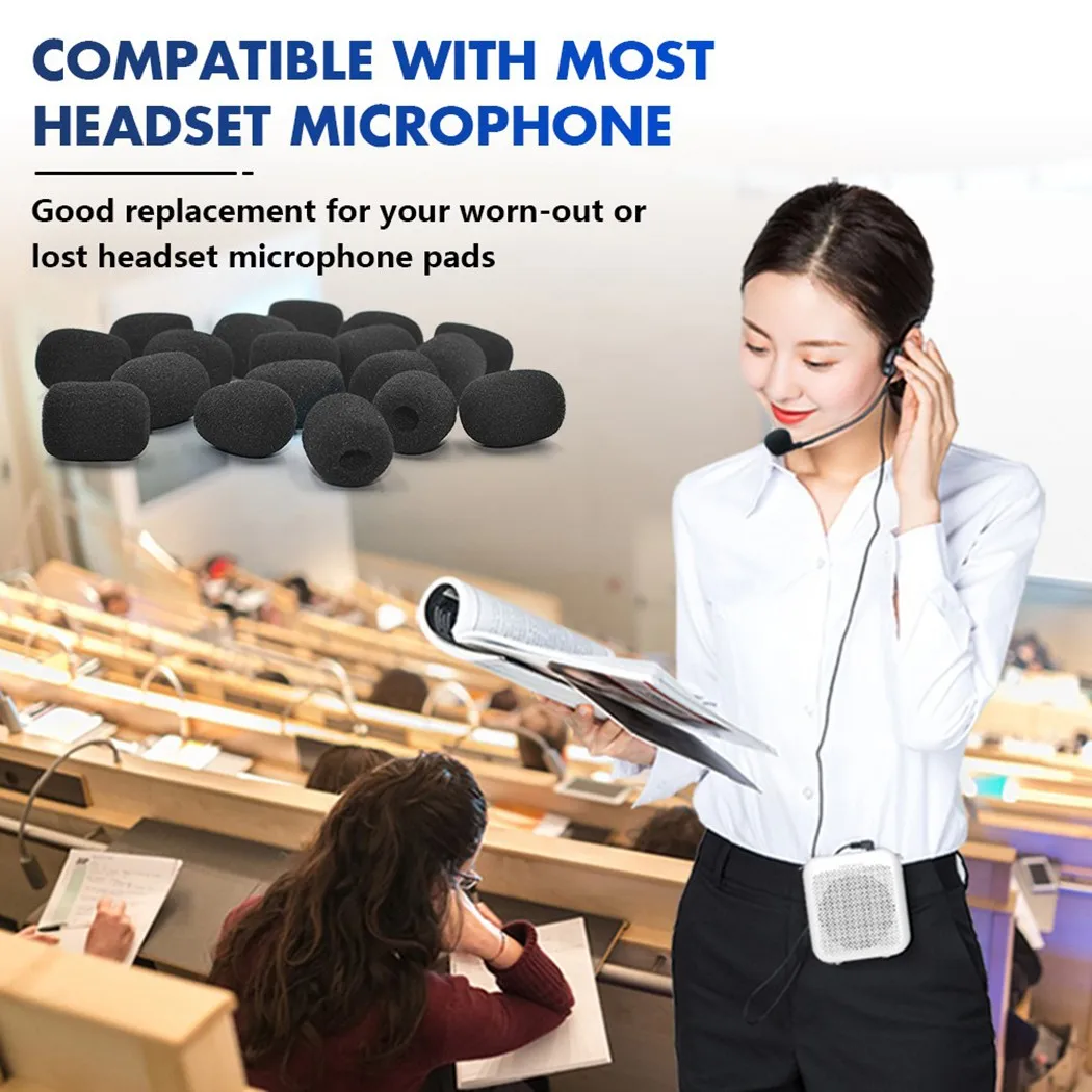 Brandneue, hochwertige Headset-Mikrofon-Pads, Geräuschkonzentrierung, Ersatz-Pad aus weichem Schaumstoff, Windschutzscheibe, Schwarz, sauber – Detail 9